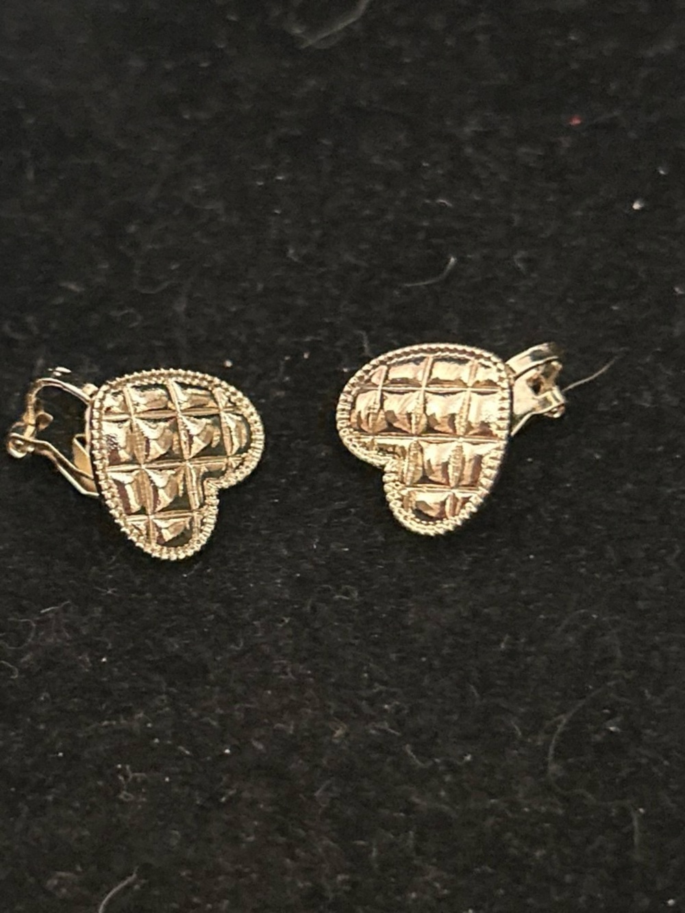 Heart Quilted Clip-On Earrings - Gold